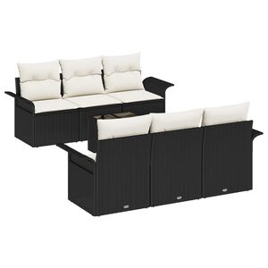 vidaXL Ensemble de canap&eacute; de jardin 7 pc Noir polyrotin