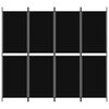 vidaXL Cloison de séparation 4 panneaux Noir 200x180 cm Tissu