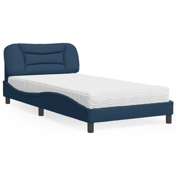 vidaXL Lit avec matelas Hvar bleu 100x200 cm tissu