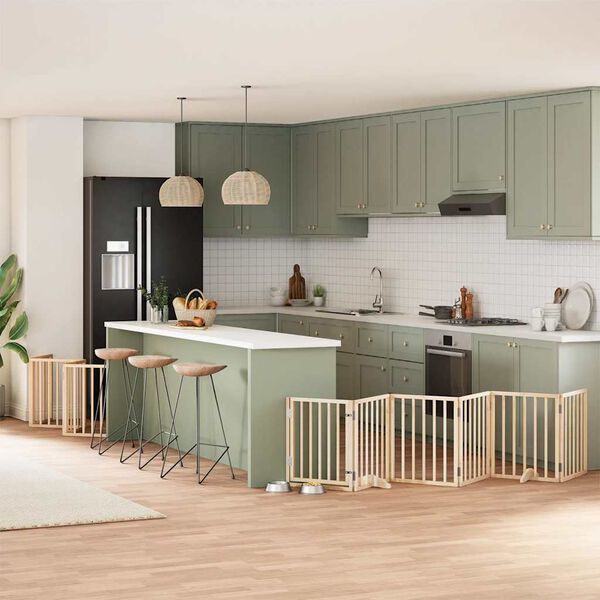 vidaXL Barri&egrave;re pour chien porte pliable 15 panneaux bois de peuplier