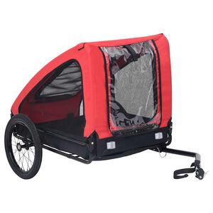vidaXL Remorque de v&eacute;lo pour animaux de compagnie rouge et noir