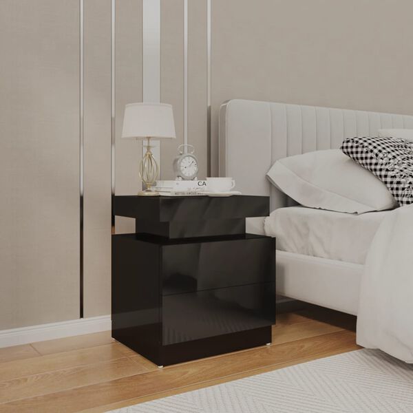 vidaXL Table de chevet Noir brillant 45x35x52 cm Aggloméré