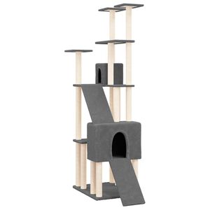 vidaXL Arbre &agrave; chat avec griffoirs en sisal Gris fonc&eacute; 190 cm