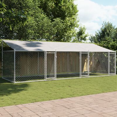 vidaXL Cage pour chien avec toit et portes gris 6x2x2m acier galvanisé