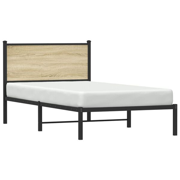 vidaXL Cadre de lit en m&eacute;tal sans matelas ch&ecirc;ne sonoma 100x200 cm