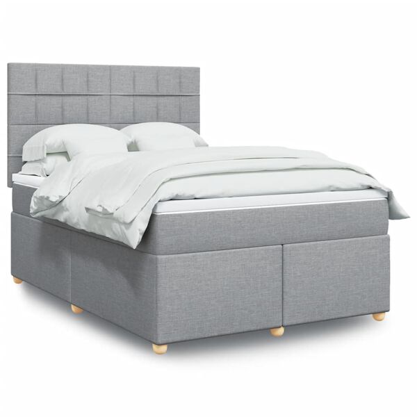 vidaXL Sommier &agrave; lattes de lit avec matelas Gris clair 140x200cm Tissu