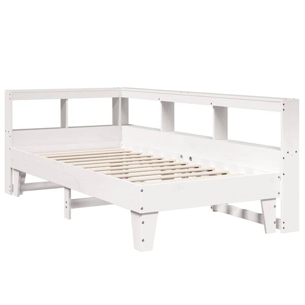 vidaXL Lit biblioth&egrave;que sans matelas blanc 75x190cm bois de pin massif