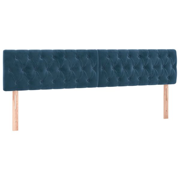 vidaXL T&ecirc;te de lit &agrave; LED Bleu fonc&eacute; 200x7x78/88 cm Velours