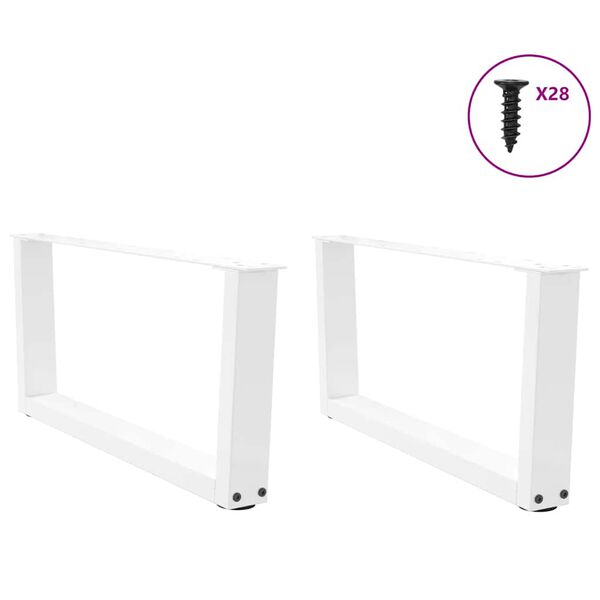 vidaXL Pieds de table basse en forme de V, 2 pi&egrave;ces, blanc, 70 x (30-31,3) cm, acier