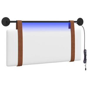 vidaXL T&ecirc;te de lit suspendue Avec lumi&egrave;re LED Blanc PU antique