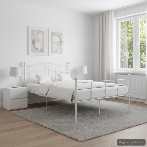 vidaXL Cadre de lit sans matelas blanc m&eacute;tal 140x200 cm