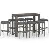 vidaXL Ensemble de bar de jardin 9 pcs et coussins R&eacute;sine tress&eacute;e Gris