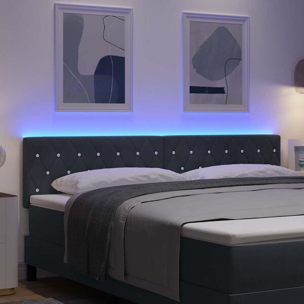 vidaXL T&ecirc;te de lit LED avec t&ecirc;te de lit Gris fonc&eacute; 180 cm Polyester