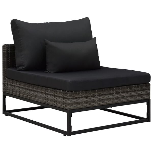 vidaXL Salon de jardin 4 pcs avec coussins R&eacute;sine tress&eacute;e Gris