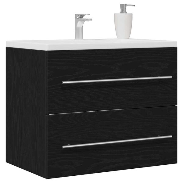 vidaXL Meuble sous lavabo de salle de bain ch&ecirc;ne noir 60x38,5x48 cm
