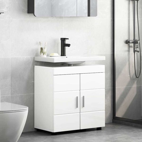 vidaXL Ensemble de Meubles de Salle de Bain TULUM Blanc brillant
