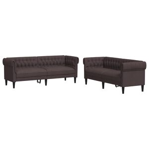vidaXL Ensemble de canap&eacute;s 2 pcs marron fonc&eacute; tissu