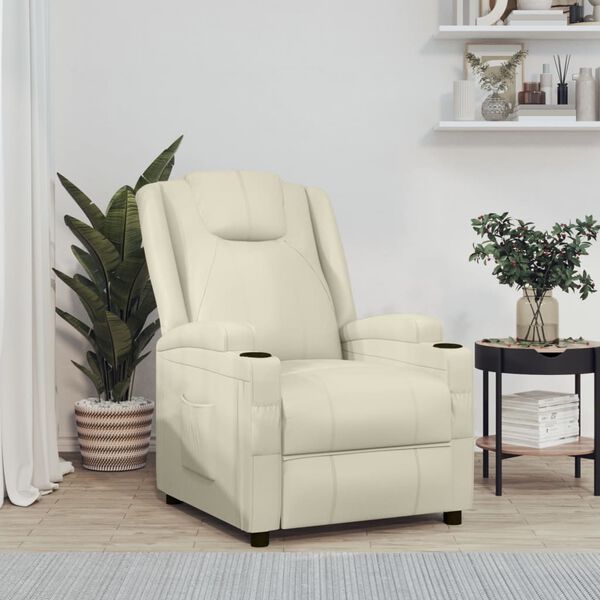 vidaXL Fauteuil inclinable Blanc cr&egrave;me Similicuir