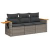 vidaXL Salon de jardin avec coussins 3 pcs gris r&eacute;sine tress&eacute;e