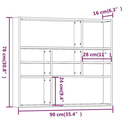 vidaXL Étagère murale Chêne fumé 90x16x78 cm Bois d'ingénierie