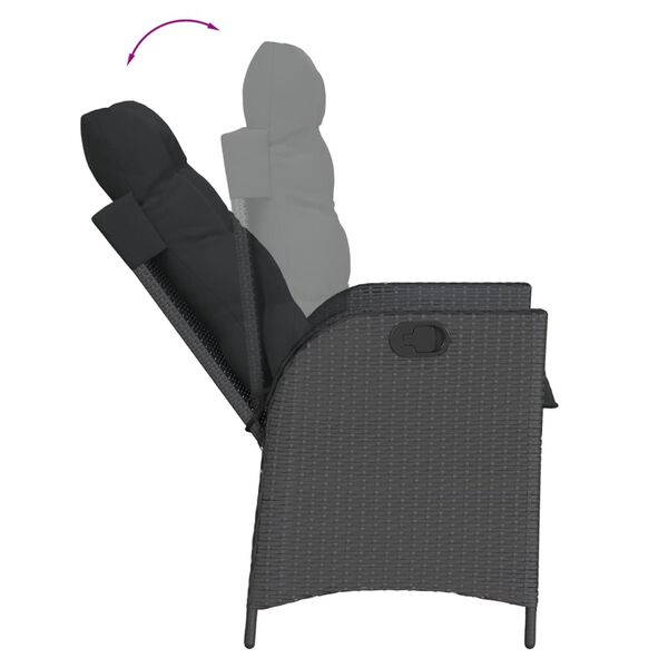 vidaXL Ensemble &agrave; manger de jardin coussins 7pcs Noir R&eacute;sine tress&eacute;e