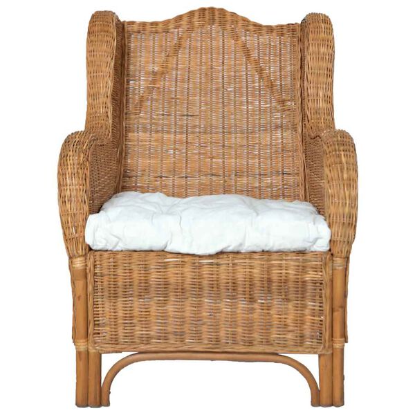vidaXL Canap&eacute; avec coussin Marron clair Rotin naturel et lin