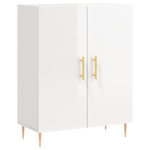 vidaXL Buffet Blanc brillant 69,5x34x90 cm Bois d'ing&eacute;nierie