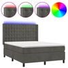 vidaXL Sommier &agrave; lattes de lit matelas et LED Gris fonc&eacute; 140x200 cm