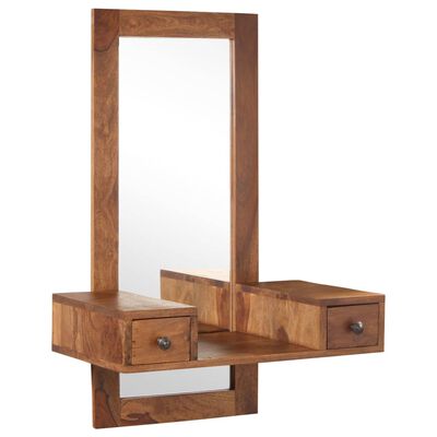 vidaXL Miroir cosmétique avec 2 tiroirs Bois solide de Sesham