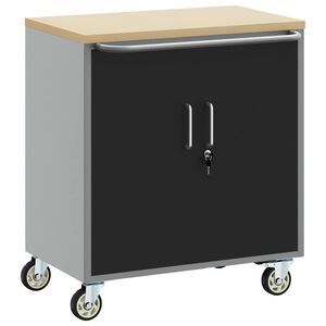 vidaXL Trolley roulant avec &eacute;tag&egrave;re Noir et gris 75 x 45 x 85 cm