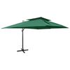 vidaXL Parasol de jardin en porte-&agrave;-faux avec double toit vert