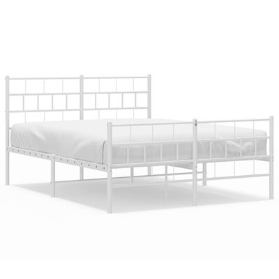 vidaXL Cadre de lit métal sans matelas et pied de lit blanc 160x200 cm