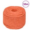 vidaXL Corde de travail Orange 16 mm 50 m Polypropyl&egrave;ne