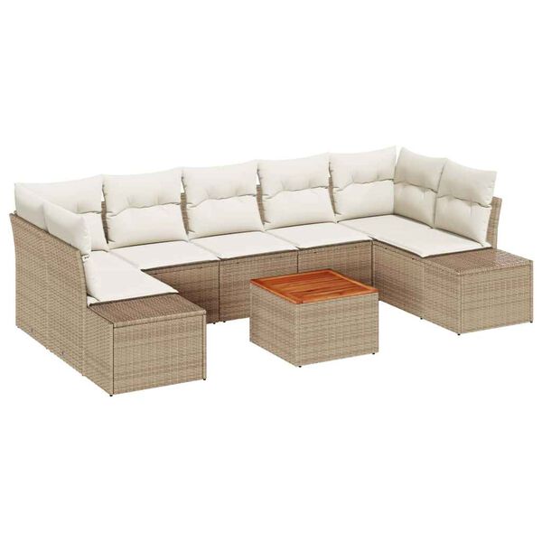 vidaXL Ensemble de canap&eacute; de jardin 8 pcs Beige et blanc