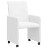 vidaXL Chaises de Salle &agrave; Manger avec Roues 2 pc Faux cuir Blanc