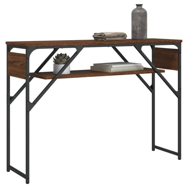 vidaXL Table console avec &eacute;tag&egrave;re ch&ecirc;ne marron 105x30x75 cm