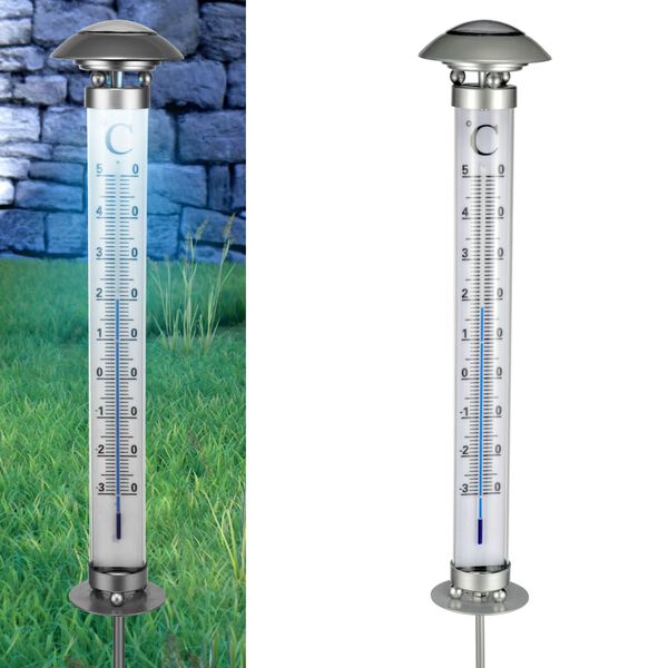 HI Lampe solaire de jardin avec thermom&egrave;tre