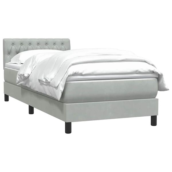 vidaXL Sommier &agrave; lattes de lit et matelas gris clair 90x220 cm velours