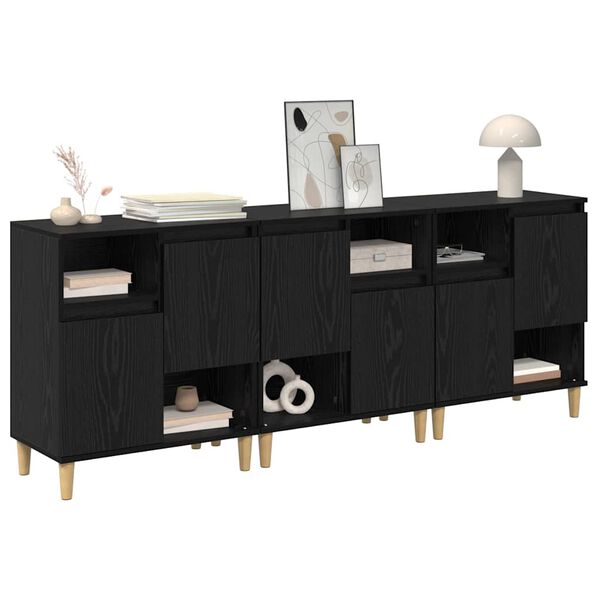 vidaXL Buffets 3 pcs Ch&ecirc;ne noir 60 x 35 x 70 cm Bois d'ing&eacute;nierie