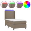 vidaXL Sommier &agrave; lattes de lit matelas et LED Taupe 90x200 cm Tissu