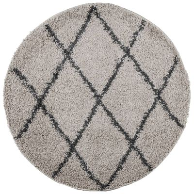 vidaXL Tapis shaggy à poils longs moderne beige et anthracite Ø 200 cm