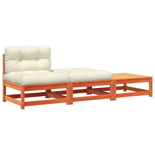 vidaXL Canap&eacute; de jardin sans accoudoirs avec coussins et repose-pieds