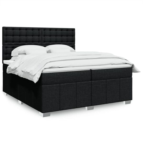 vidaXL Sommier &agrave; lattes de lit avec matelas Noir 200x200 cm Tissu