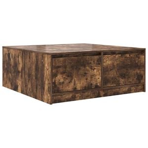 vidaXL Table basse avec tiroirs ch&ecirc;ne fum&eacute; 100x100x40 cm