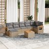 vidaXL Salon de jardin avec coussins 8 pcs beige r&eacute;sine tress&eacute;e