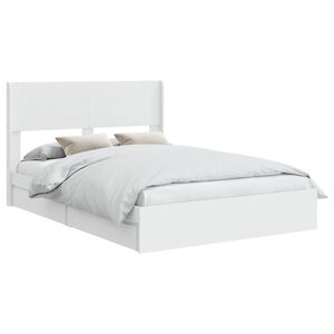 vidaXL Cadre de lit avec rangement et t&ecirc;te de lit Blanc 140 x 190 cm