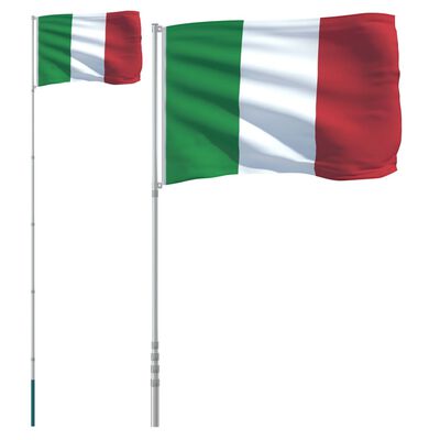 vidaXL Drapeau de l'Italie et mât 5,55 m Aluminium