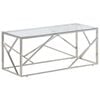 vidaXL Table basse argent&eacute; acier inoxydable et verre tremp&eacute;