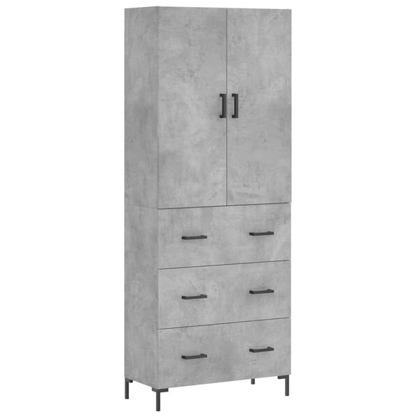 vidaXL Buffet haut Gris b&eacute;ton 69,5x34x180 cm Bois d'ing&eacute;nierie