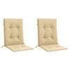 vidaXL Coussins de chaise à dossier bas lot de 2 beige mélangé tissu